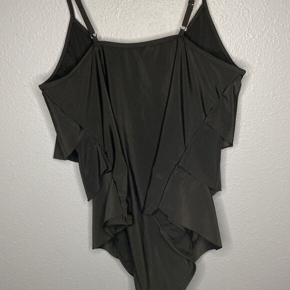 Black Tiered One Piece Black Swimsuit Size 2XL - Picture 5 of 7